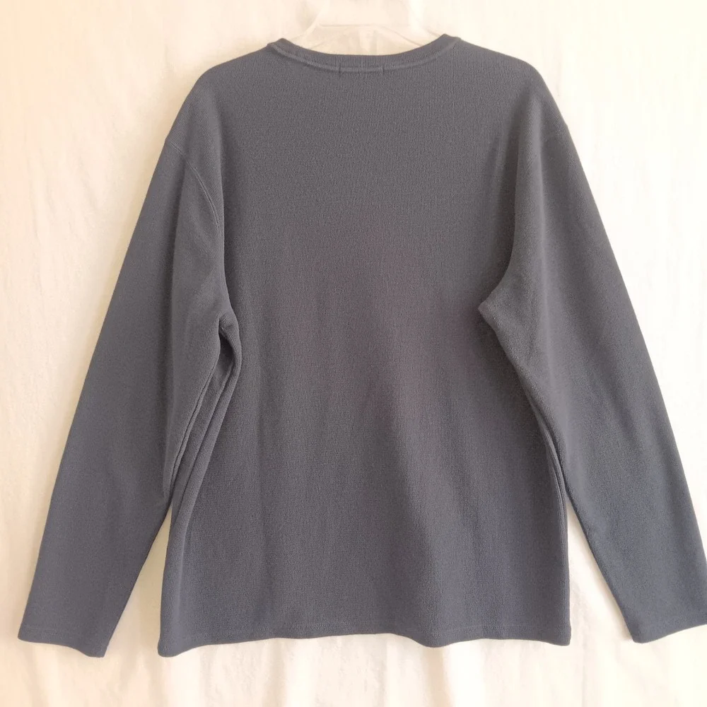 Banana Republic waffle textured Long Sleeve Shirt XL Navy Blue Cotton Blend Knit